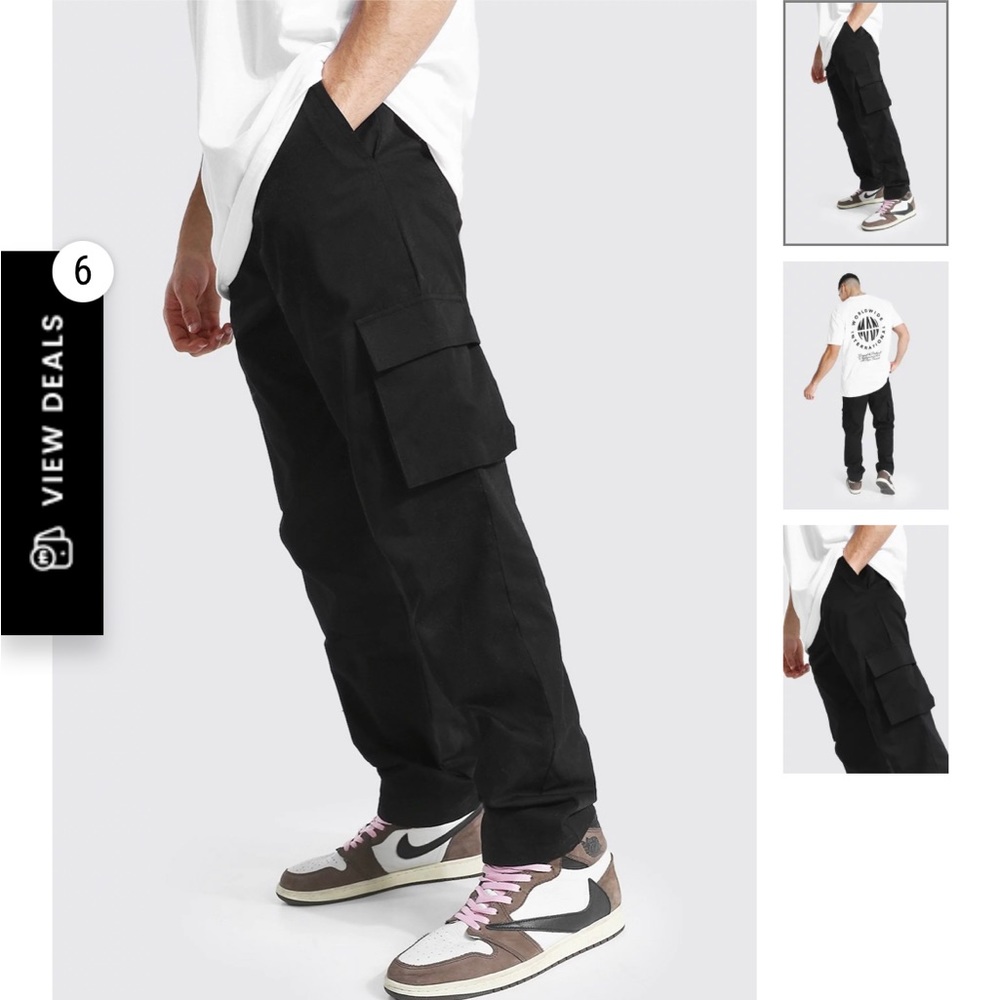 Black , cargo pants , regular relax fit from Bohooman 30x32